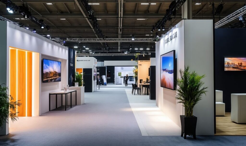 imagen montaje de stand y arquitectura efímera cabecera decoración